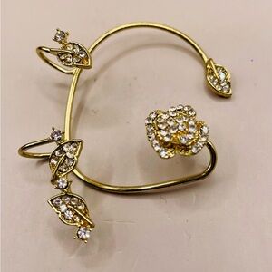 Abbott Atelier Camellia ear cuff. 14k gold electroplated with cubic zirconias